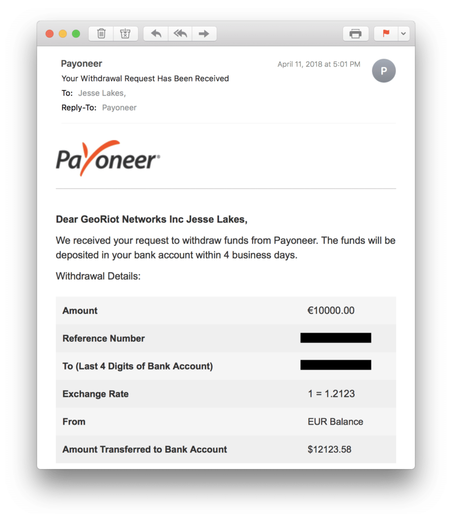 Payoneer Withdrawal Request