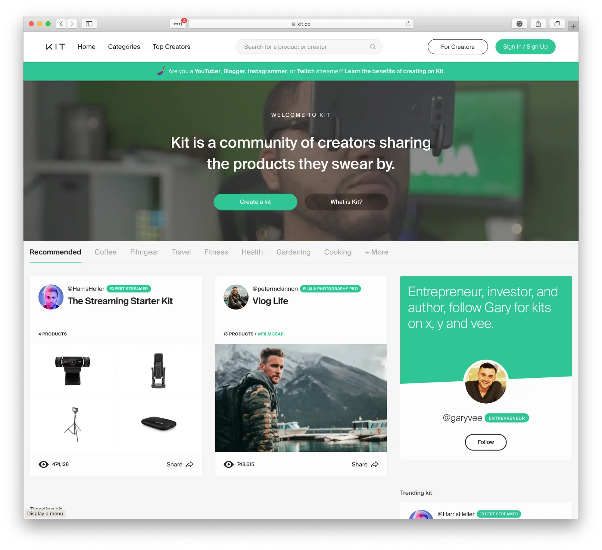 Product curation via Kit