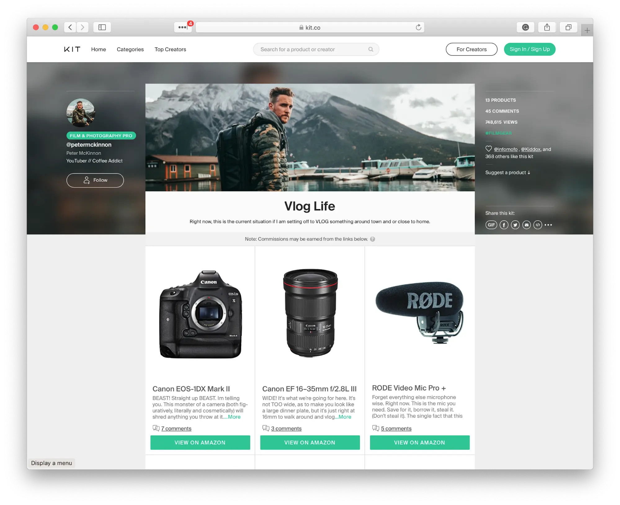 Product curation via Kit
